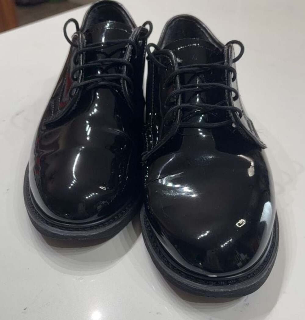 Bates Lites Black Patent Leather Uniform Oxford Shoes Size 7.5W